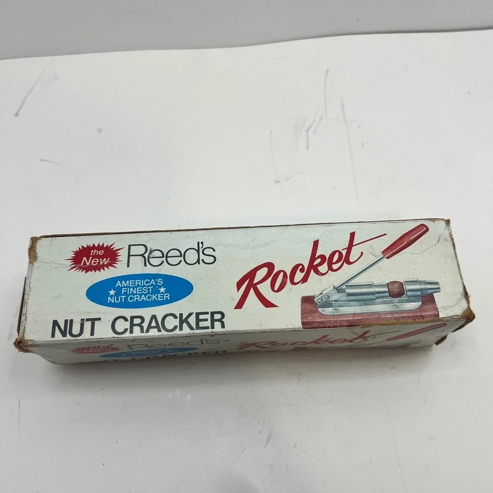 Reed's Rocket Nut Cracker Brown Vintage Lever Action Wood Base Box